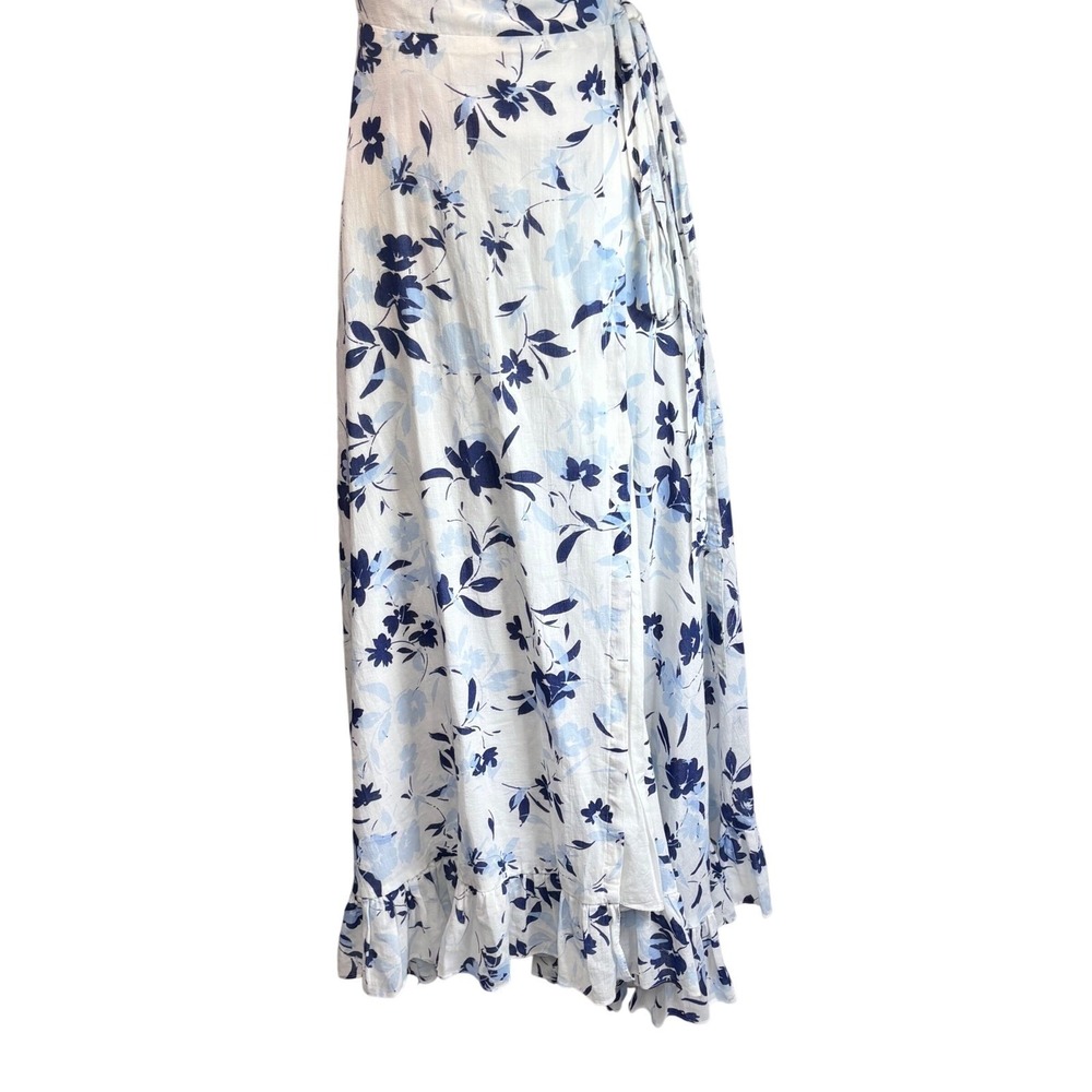 Polo Ralph Lauren Wrap Dress Floral Midi White Cotton Midi Cottagecore Preppy 10 - Picture 9 of 16
